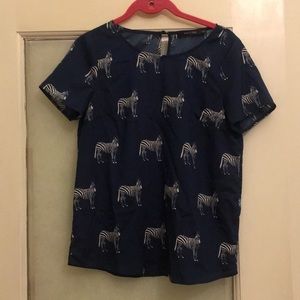 Navy blue zebra blouse